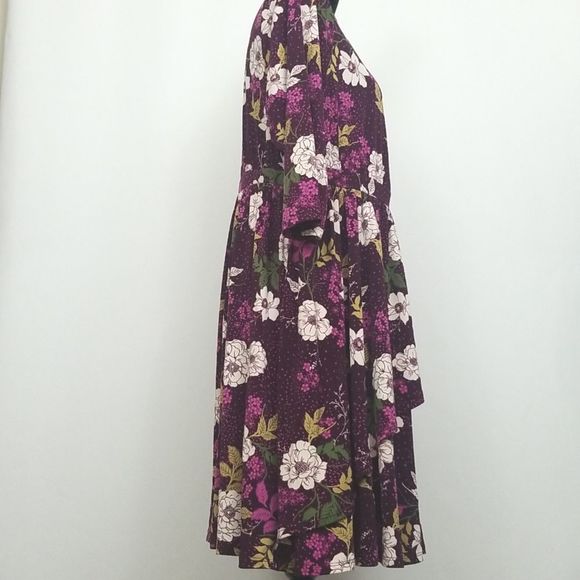TORRID Fuschia Pink Floral Side-Draped 3/4 Sleeve Dress Size 2 (2X) #011 - Picture 4 of 10